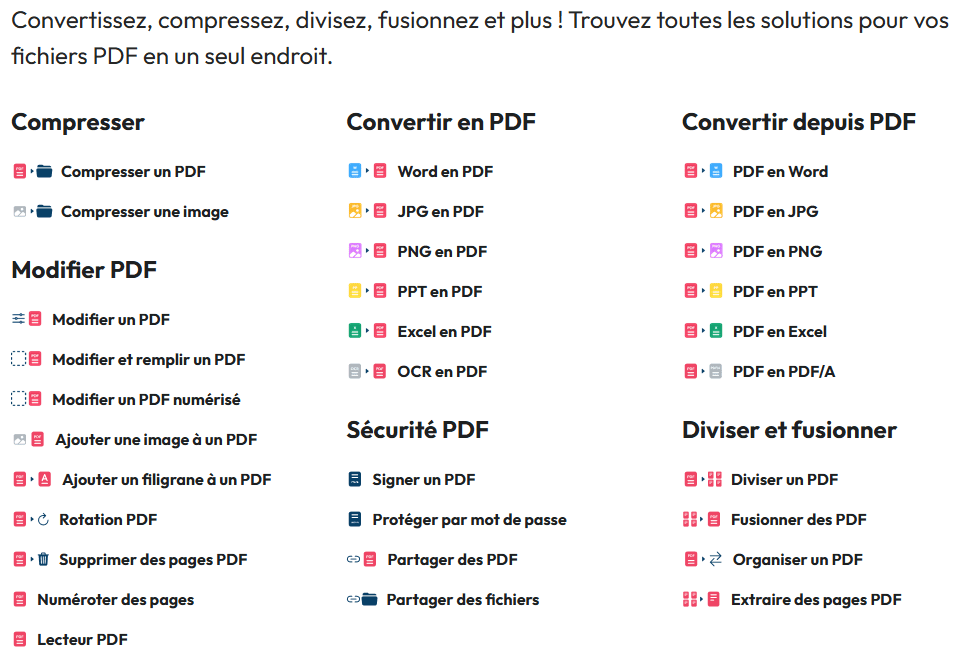 pdfinity fonctionnalités